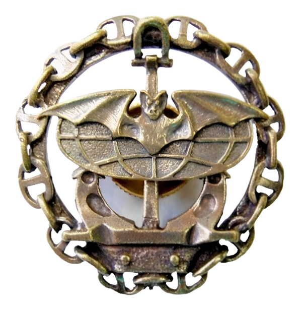 Russian Navy Spetsnaz Intelligence Bat & Globus Military Uniform Badge Brass