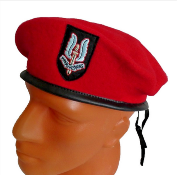 Wool Military Army Style Red Beret Cap Hat SAS Embroidered Badge New Top Quality