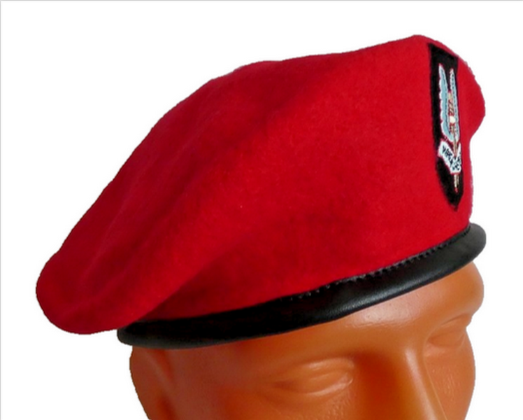Wool Military Army Style Red Beret Cap Hat SAS Embroidered Badge New Top Quality