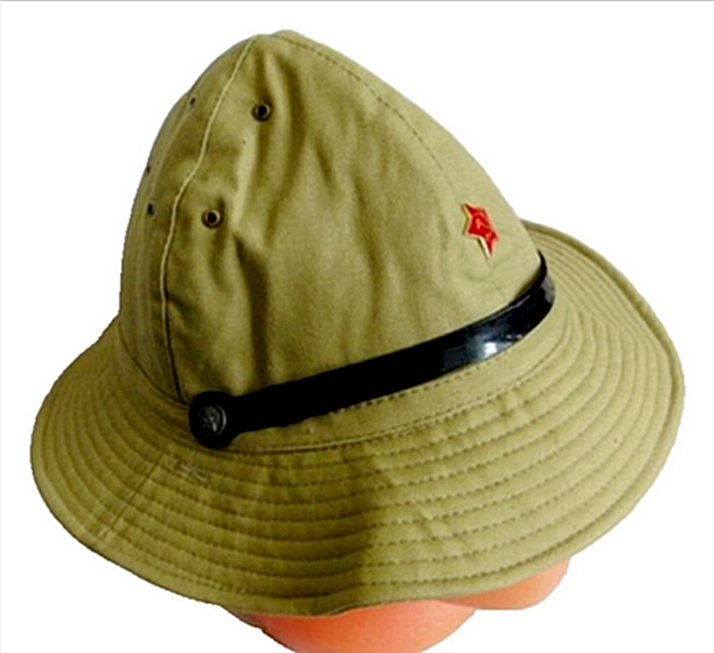 Soviet Army Afghanistan War Uniform Style Panama Hat with Metal Red Star Badge