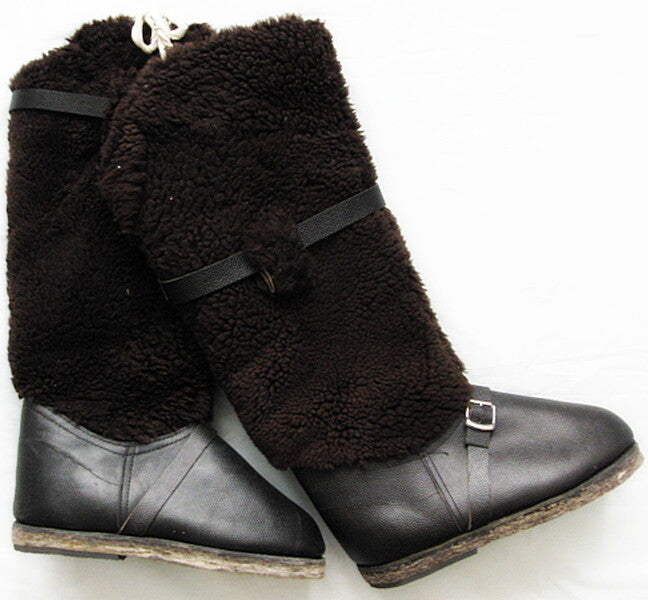 Soviet Russian Air Force High Fur Pilot Arctic Boots UNTY 100% Sheepskin Leather