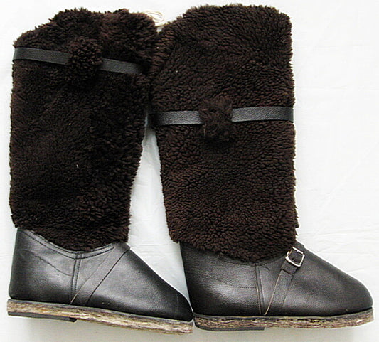 Soviet Russian Air Force High Fur Pilot Arctic Boots UNTY 100% Sheepskin Leather