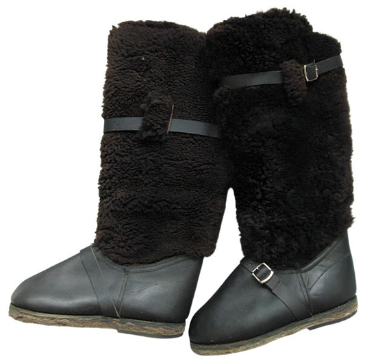 Soviet Russian Air Force High Fur Pilot Arctic Boots UNTY 100% Sheepskin Leather
