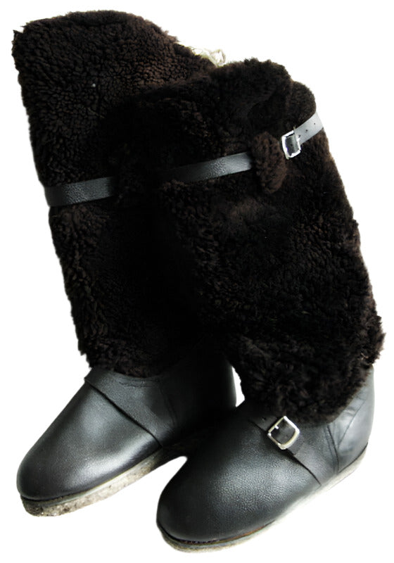 Soviet Russian Air Force High Fur Pilot Arctic Boots UNTY 100% Sheepskin Leather