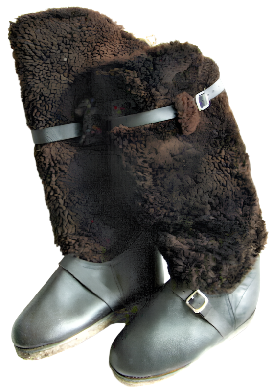 Soviet Russian Air Force High Fur Pilot Arctic UNTY Boots 100% Sheepskin Leather