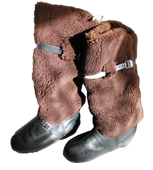 Soviet Russian Air Force High Fur Pilot Arctic UNTY Boots 100% Sheepskin Leather