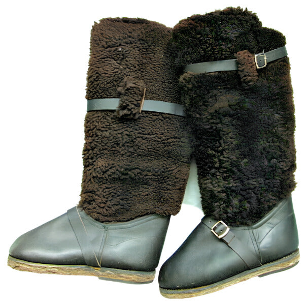 Soviet Russian Air Force High Fur Pilot Arctic UNTY Boots 100% Sheepskin Leather