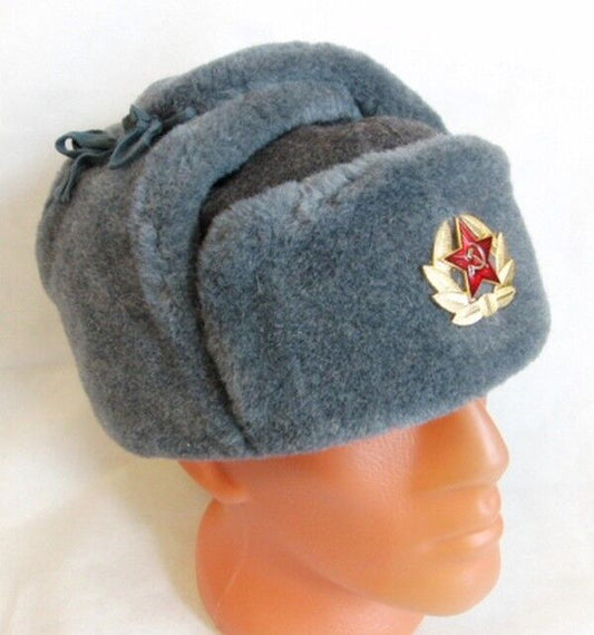 Soviet Russian Army Hat USSR Badge Soldiers North Siberian Ushanka Long Ears