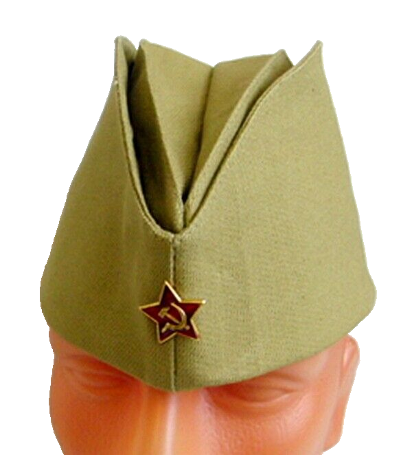 Soviet Russian Army Pilotka Cap Garrison Hat Red Star Badge Size 58 M Khaki New
