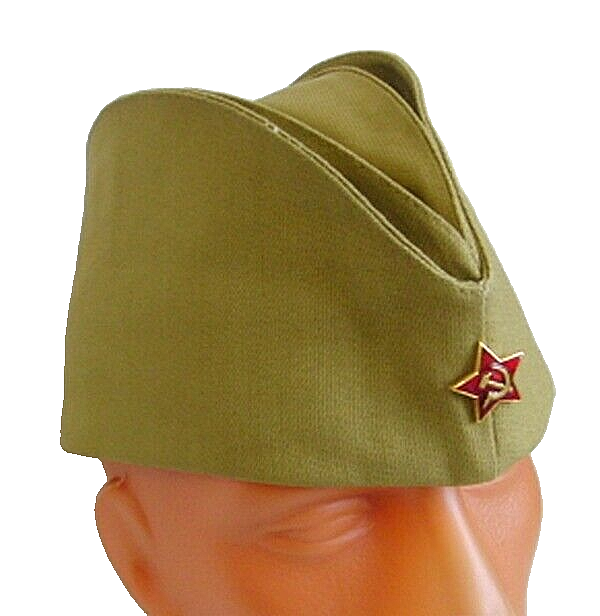 Soviet Russian Army Pilotka Cap Garrison Hat Red Star Badge Size 58 M Khaki New