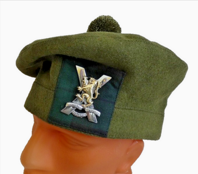 Scottish Tam O Shanter Tailored Hat Cap Bonnet Metal Badge RRS British Army 60 L-XL