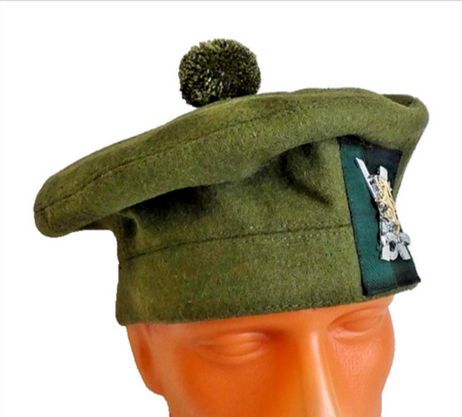 Scottish Tam O Shanter Tailored Hat Cap Bonnet Metal Badge RRS British Army 60 L-XL