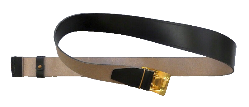 USSR Russian Navy Black Leather Belt Brass Buckle Size 3 Max 125cm New
