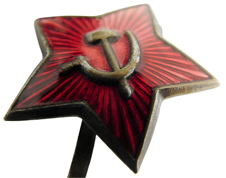 WW2 Soviet Russian Army Officer Red Star Pilotka Cap Badge 1940s Original Scarce