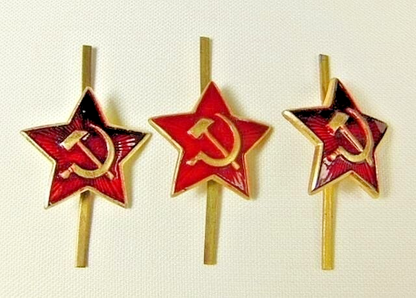3 x Original Soviet Russian Army Uniform Military Red Star Cap Hat Badges * USSR