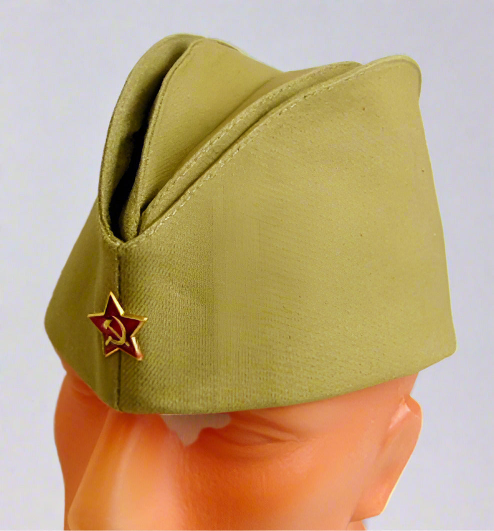Soviet Russian Army Pilotka Cap Garrison Hat Red Star Badge 