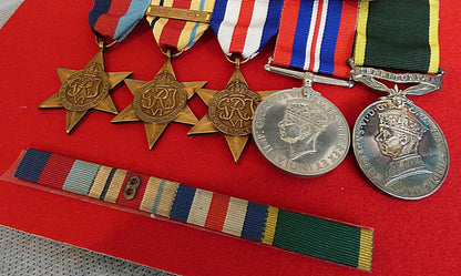 WW2 British Service Medal Set Full Size + Miniature 2066566 SGT. A.E.PACK. R.A.