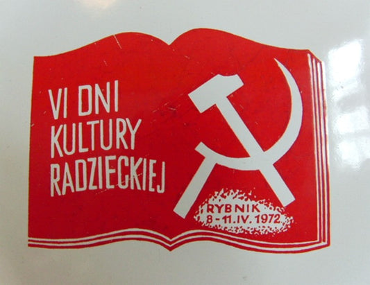 Days of Soviet USSR Culture in Poland 1972 Vintage Enamelled Metal Plate Stamped