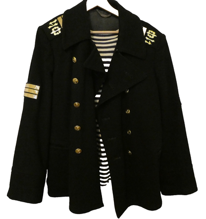 Russian Navy Pea Jacket, Top, Trousers, Telnyashka (sleeveless) Set 