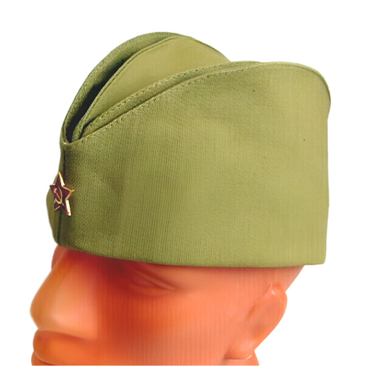 Soviet Russian Army Pilotka Cap Garrison Hat Red Star Badge 