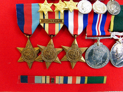 WW2 British Service Medal Set Full Size + Miniature 2066566 SGT. A.E.PACK. R.A.