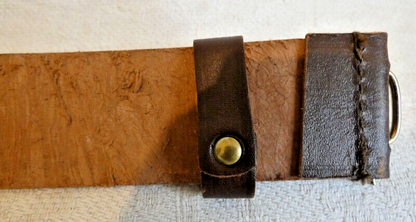 Soviet Russian Brown Leather Belt Brass USSR Symbol Buckle Size 2 Max 117cm