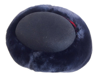 Genuine Russian Police MVD Female Officer Blue Mouton Sheepskin Winter Fur Hat with Wool Felt on Top