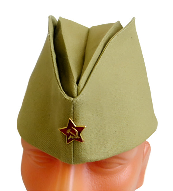 Soviet Russian Army Pilotka Cap Garrison Hat Red Star Badge 