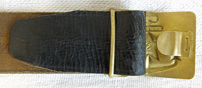 Real USSR Soviet Russian Navy Black Leather Belt Brass Buckle Leningrad Marxist