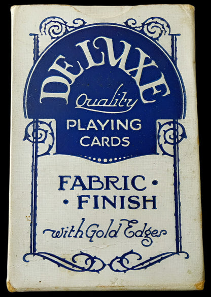 Antique British DELUXE Quality Playing Cards Gold Edger Fabric Finish Sealed