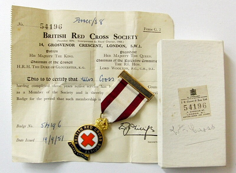 British Red Cross Society 3 Years Service Badge Medal #54196 