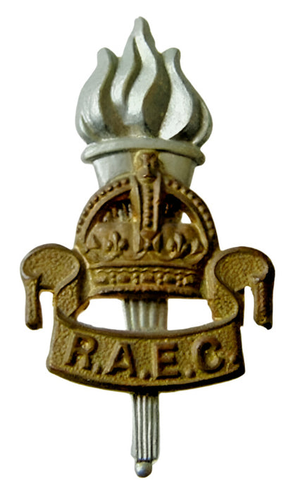 British WW2 Royal Army Educational Corps RAEC Collar Badge KC Genuine