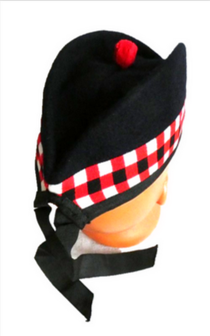 Glengarry Scottish Hat Highland Cap Dark Blue Pure Wool Bonnet Diced 60cm L-XL