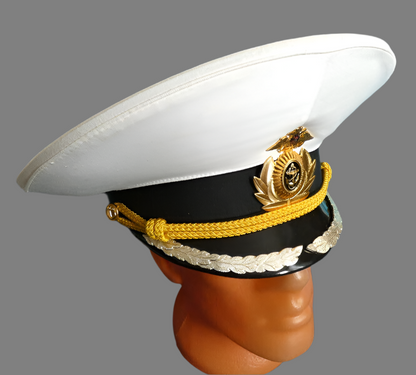 Original Russian Navy High Rank Officer Parade Visor Cap Hat Metal Badge 61cm L
