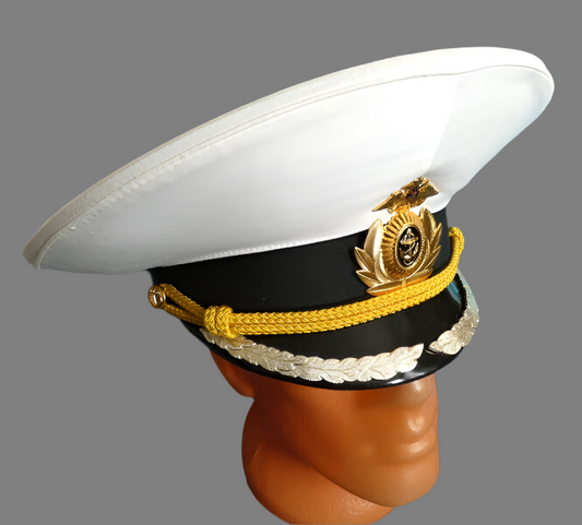 Original Russian Navy High Rank Officer Parade Visor Cap Hat Metal Badge 61cm L