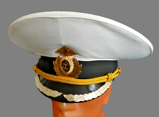 Original Russian Navy High Rank Officer Parade Visor Cap Hat Metal Badge 61cm L