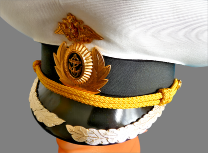 Original Russian Navy High Rank Officer Parade Visor Cap Hat Metal Badge 61cm L