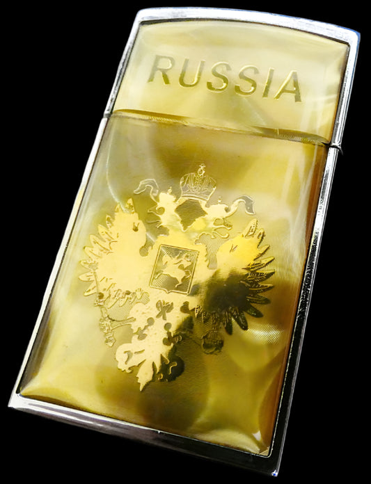 RUSSIA Gold-Colored Cigarette Lighter With Coat of Arms New Original in Gift Box