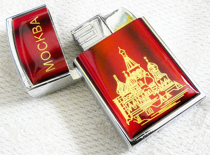 Russian Cigarette Lighter in Gift Box MOSCOW Saint Basil's Cathedral Original New