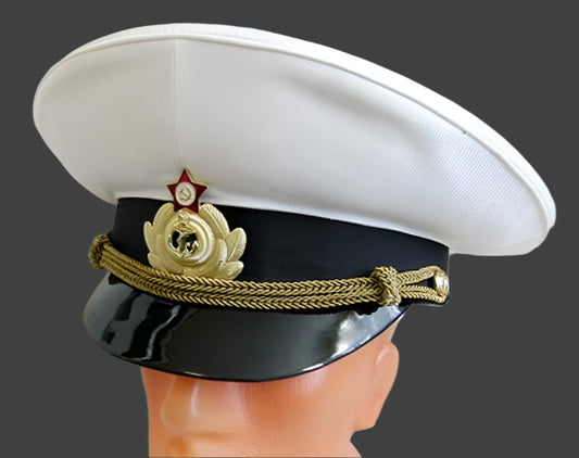 Real Russian Navy Officer Parade Visor Cap Hat USSR Badge 61cm L-XL Spare Cover