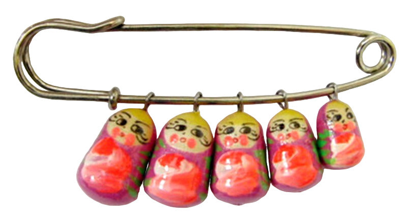 Russian Doll Matryoshka Brooch Pin Charm Hand Painted Original Souvenir Gift