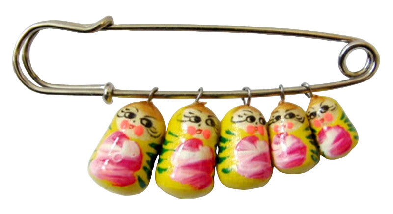 Russian Doll Matryoshka Brooch Pin Charm Hand Painted Original Souvenir Gift