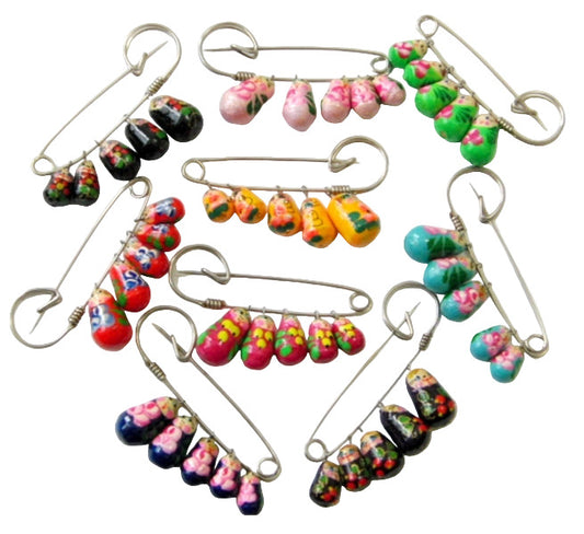 Russian Doll Matryoshka Brooch Pin Charm Hand Painted Original Souvenir Gift