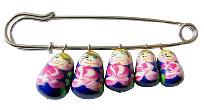 Russian Doll Matryoshka Brooch Pin Charm Hand Painted Original Souvenir Gift