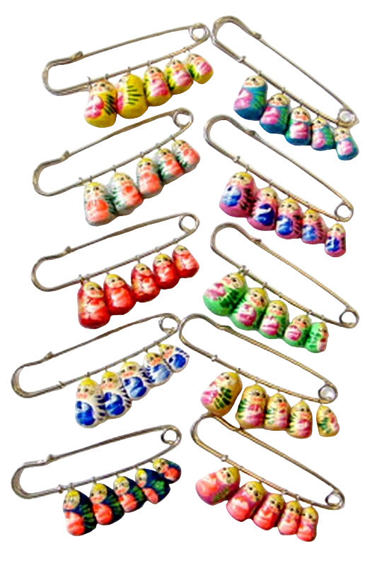 Russian Doll Matryoshka Brooch Pin Charm Hand Painted Original Souvenir Gift