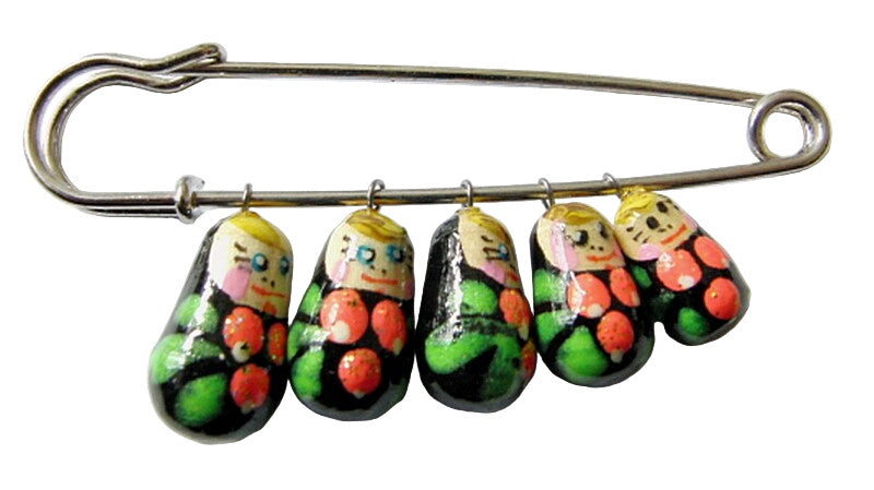 Russian Doll Matryoshka Brooch Pin Charm Hand Painted Original Souvenir Gift