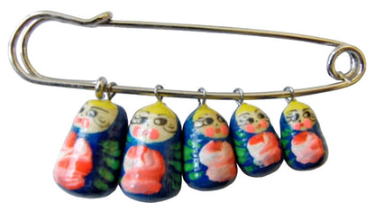 Russian Doll Matryoshka Brooch Pin Charm Hand Painted Original Souvenir Gift