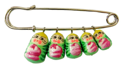 Russian Doll Matryoshka Brooch Pin Charm Hand Painted Original Souvenir Gift
