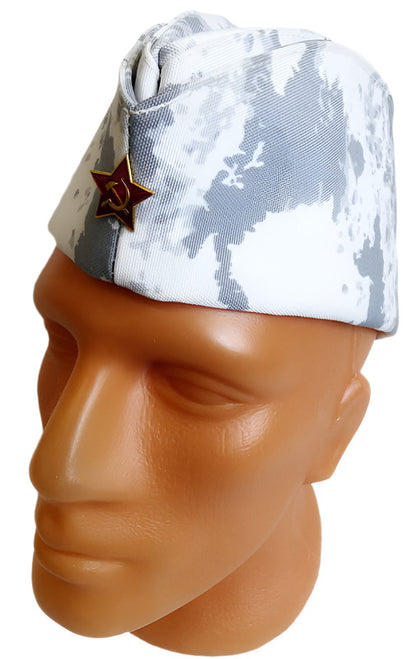 Russian Grey-White Military Arctic Camo Cap Hat Pilotka 58 cm M-L 