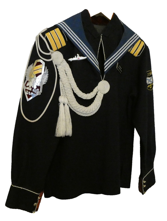 Russian Navy Pea Jacket, Top, Trousers, Telnyashka (sleeveless) Set 